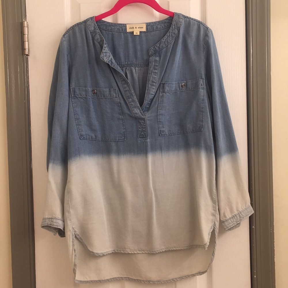 Anthropologie Tie-Dye Denim Top - XS